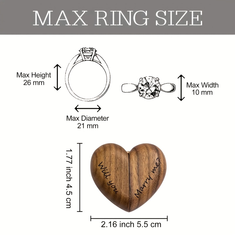 Wooden Proposal Ring Box, Customizable